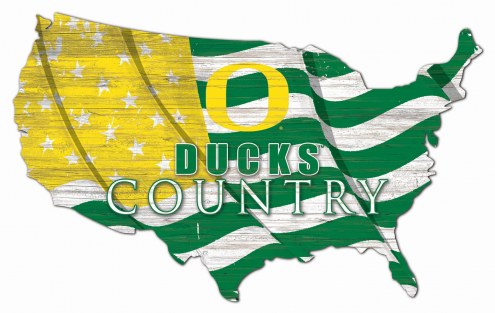 Oregon Ducks 15&quot; USA Flag Cutout Sign