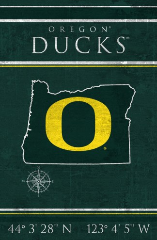 Oregon Ducks 17&quot; x 26&quot; Coordinates Sign