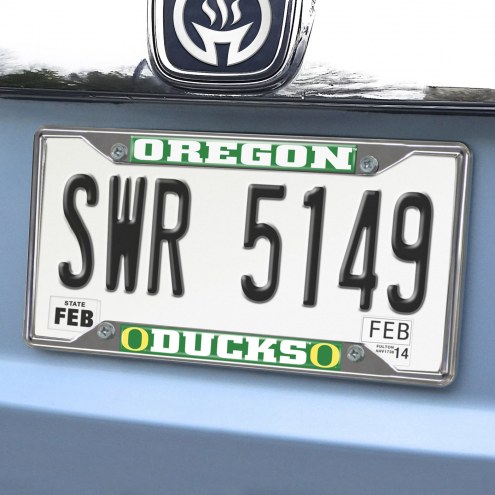Oregon Ducks Chrome Metal License Plate Frame