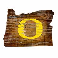 Oregon Ducks Distressed State with Logo Sign