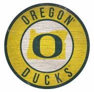 Oregon Ducks Round State Wood Sign