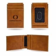 Oregon Ducks Laser Engraved Brown Front Pocket Wallet