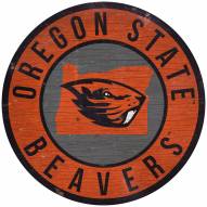Oregon State Beavers 12" Circle with State Sign