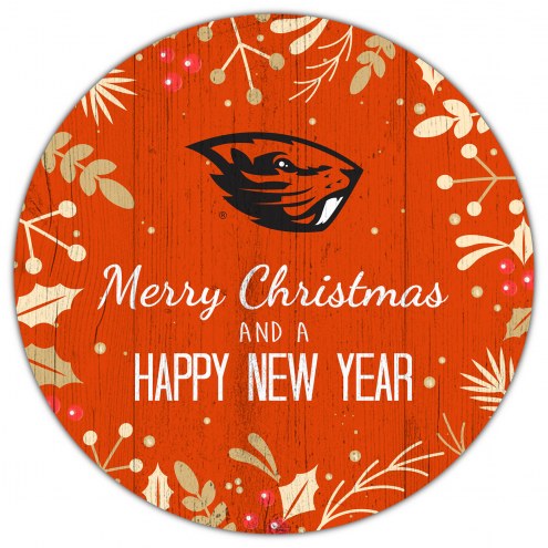 Oregon State Beavers 12&quot; Merry Christmas & Happy New Year Sign