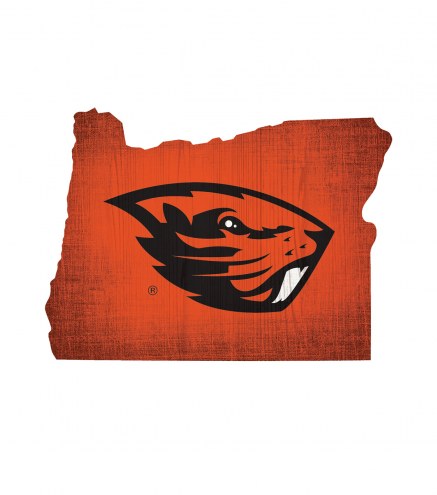 Oregon State Beavers 12&quot; Team Color Logo State Sign