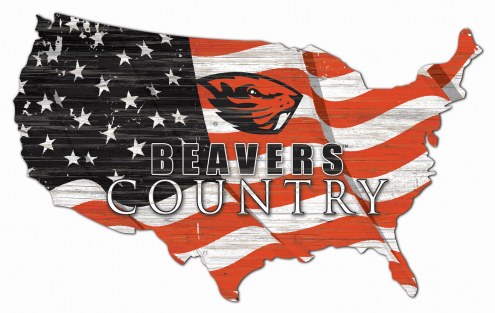 Oregon State Beavers 15&quot; USA Flag Cutout Sign