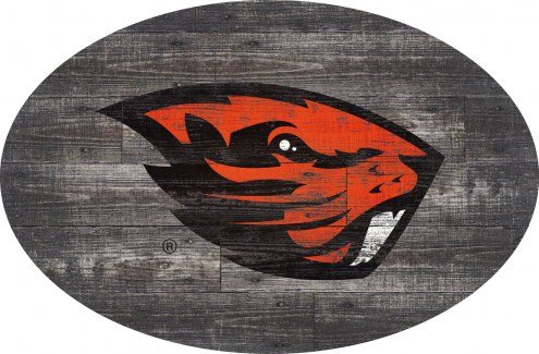 Oregon State Beavers 46&quot; Distressed Wood Oval Sign