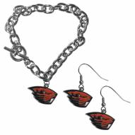 Oregon State Beavers Chain Bracelet & Dangle Earring Set