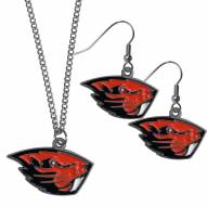 Oregon State Beavers Dangle Earrings and Chain Necklace Set