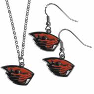 Oregon State Beavers Dangle Earrings & Chain Necklace Set