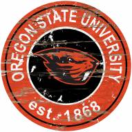 Oregon State Beavers Distressed Round Sign