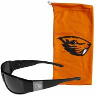 Oregon State Beavers Etched Chrome Wrap Sunglasses & Bag