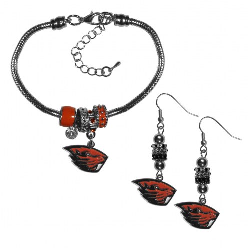 Oregon State Beavers Euro Bead Earrings & Bracelet Set
