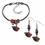 Oregon State Beavers Euro Bead Earrings & Bracelet Set