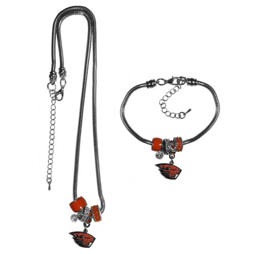 Oregon State Beavers Euro Bead Necklace & Bracelet Set