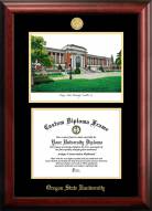 Oregon State Beavers Gold Embossed Diploma Frame with Campus Images Lithograph