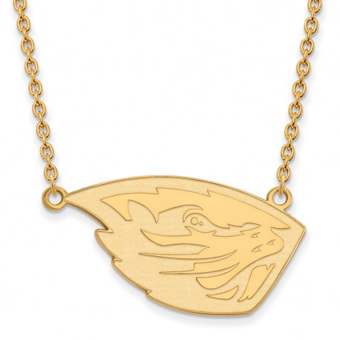 Oregon State Beavers Sterling Silver Gold Plated Large Pendant with Necklace