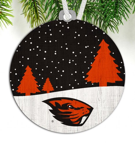 Oregon State Beavers Snow Scene Ornament