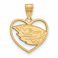 Oregon State Beavers Sterling Silver Gold Plated Heart Pendant