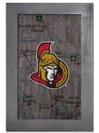 Ottawa Senators 11" x 19" City Map Framed Sign