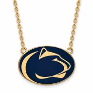Penn State Nittany Lions Sterling Silver Gold Plated Large Enameled Pendant Necklace