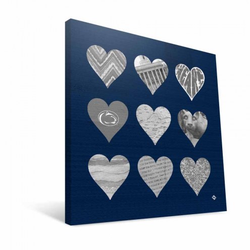Penn State Nittany Lions 12&quot; x 12&quot; Hearts Canvas Print