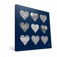 Penn State Nittany Lions 12" x 12" Hearts Canvas Print