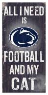 Penn State Nittany Lions 6" x 12" Football & My Cat Sign