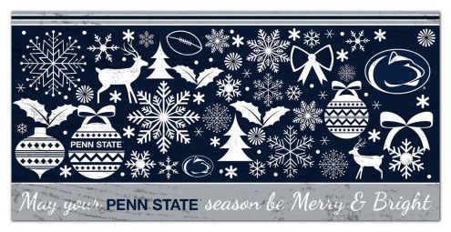 Penn State Nittany Lions 6&quot; x 12&quot; Merry & Bright Sign