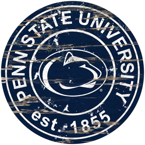 Penn State Nittany Lions Distressed Round Sign