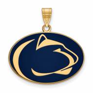 Penn State Nittany Lions Sterling Silver Gold Plated Large Enameled Pendant