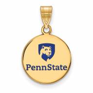 Penn State Nittany Lions Sterling Silver Gold Plated Medium Enameled Disc Pendant