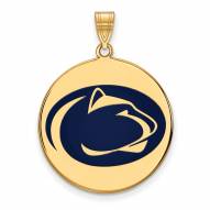 Penn State Nittany Lions Sterling Silver Gold Plated Extra Large Enameled Disc Pendant