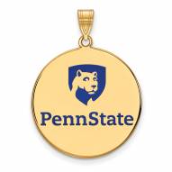 Penn State Nittany Lions Sterling Silver Gold Plated Extra Large Enameled Disc Pendant