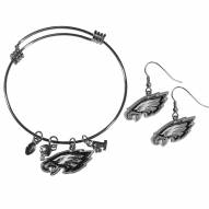 Philadelphia Eagles Dangle Earrings & Charm Bangle Bracelet Set