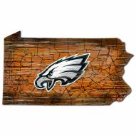 Philadelphia Eagles Distressed State with Logo Sign