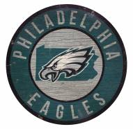 Philadelphia Eagles Round State Wood Sign