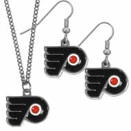 Philadelphia Flyers Dangle Earrings & Chain Necklace Set