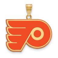 Philadelphia Flyers Sterling Silver Gold Plated Large Enameled Pendant