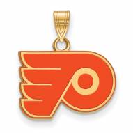 Philadelphia Flyers Sterling Silver Gold Plated Small Enameled Pendant