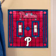 Philadelphia Phillies Glass Double Switch Plate Cover