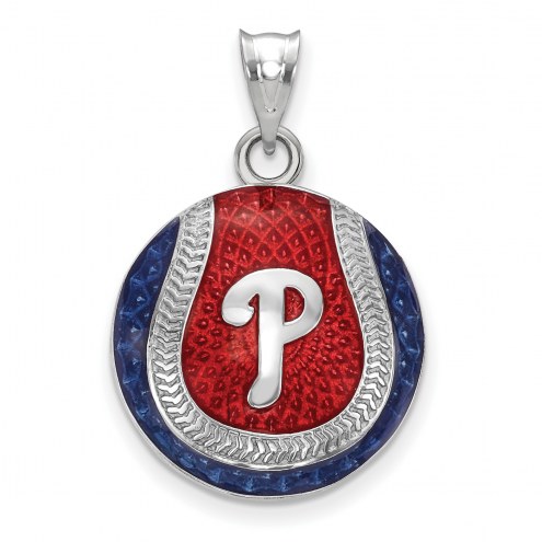 Philadelphia Phillies Sterling Silver Baseball Pendant