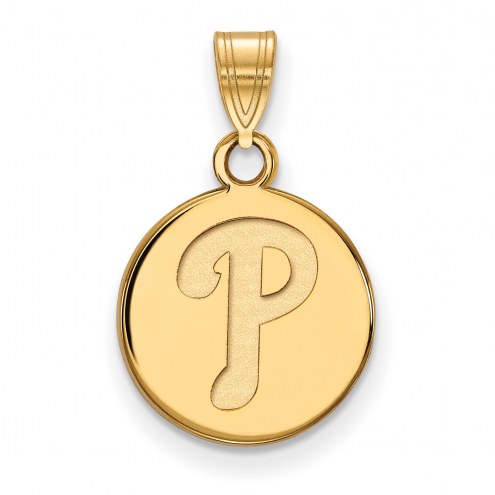 Philadelphia Phillies Sterling Silver Gold Plated Small Disc Pendant