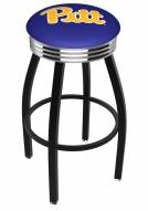 Pittsburgh Panthers Black Swivel Barstool with Chrome Ribbed Ring