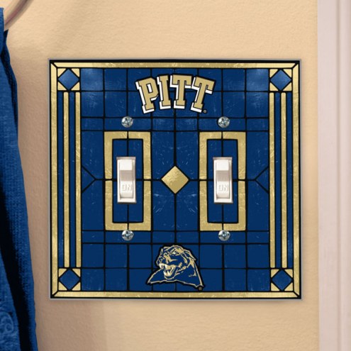 Pittsburgh Panthers Glass Double Switch Plate Cover