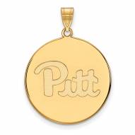 Pittsburgh Panthers Sterling Silver Gold Plated Extra Large Disc Pendant