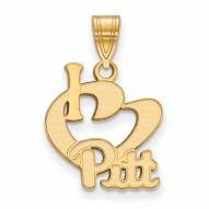 Pittsburgh Panthers Sterling Silver Gold Plated Large I Love Logo Pendant
