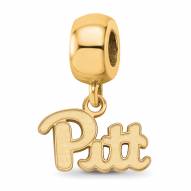 Pittsburgh Panthers Sterling Silver Gold Plated Extra Small Dangle Bead