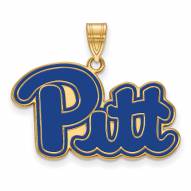 Pittsburgh Panthers Sterling Silver Gold Plated Large Enameled Pendant