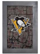 Pittsburgh Penguins 11" x 19" City Map Framed Sign
